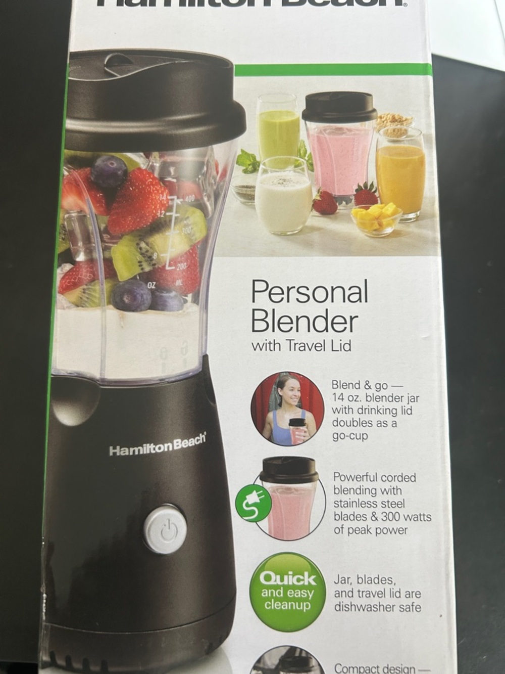 Hamilton Beach Black Personal Blender with Travel Lid